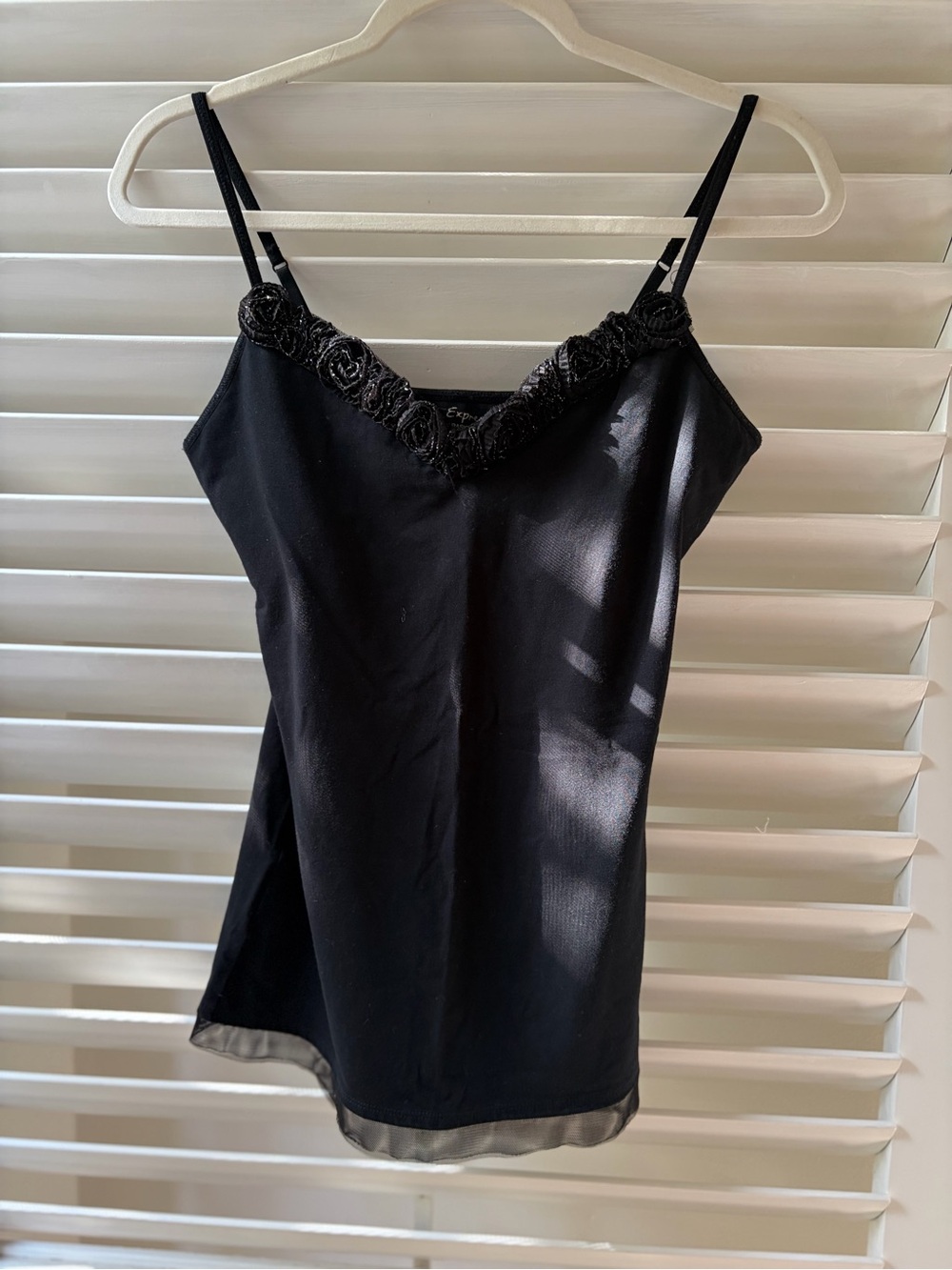 Vintage Expreds Black Rose Lace-Trim Top